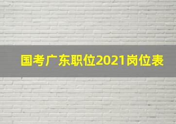 国考广东职位2021岗位表