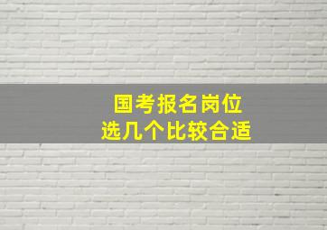 国考报名岗位选几个比较合适