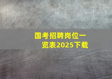 国考招聘岗位一览表2025下载