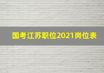 国考江苏职位2021岗位表