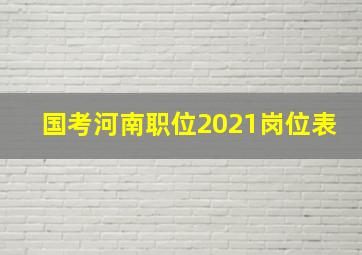 国考河南职位2021岗位表