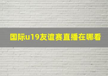 国际u19友谊赛直播在哪看