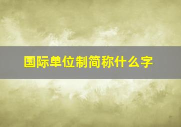 国际单位制简称什么字