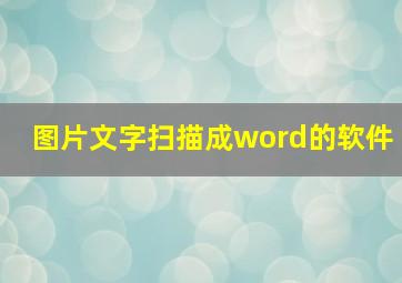 图片文字扫描成word的软件