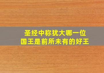 圣经中称犹大哪一位国王是前所未有的好王