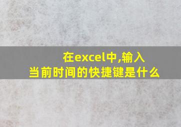 在excel中,输入当前时间的快捷键是什么