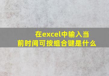 在excel中输入当前时间可按组合键是什么