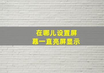 在哪儿设置屏幕一直亮屏显示