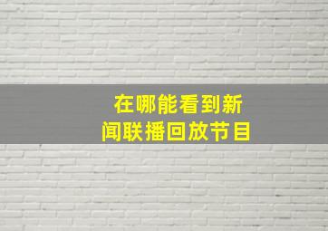 在哪能看到新闻联播回放节目