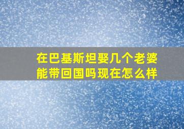 在巴基斯坦娶几个老婆能带回国吗现在怎么样