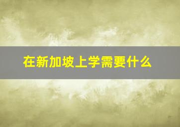 在新加坡上学需要什么