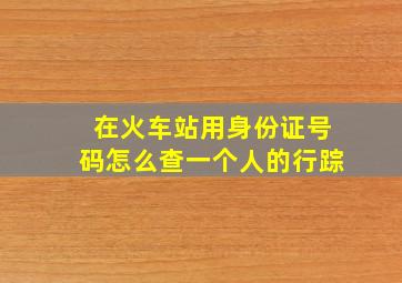 在火车站用身份证号码怎么查一个人的行踪