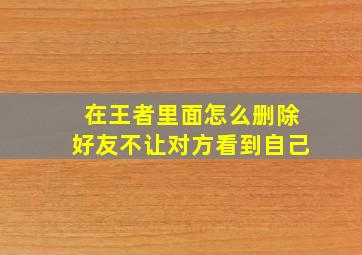 在王者里面怎么删除好友不让对方看到自己