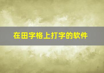 在田字格上打字的软件