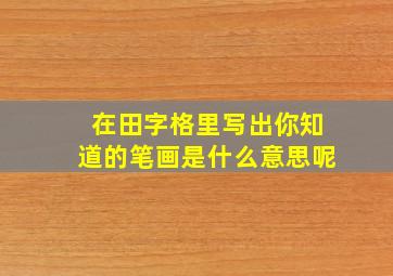 在田字格里写出你知道的笔画是什么意思呢