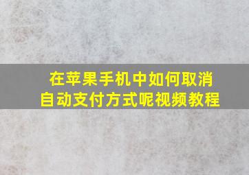 在苹果手机中如何取消自动支付方式呢视频教程