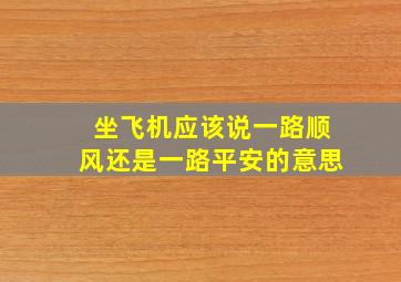 坐飞机应该说一路顺风还是一路平安的意思