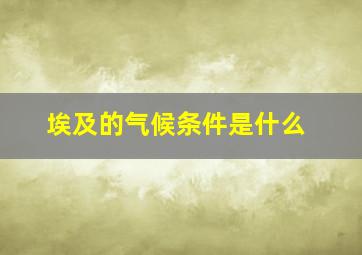 埃及的气候条件是什么