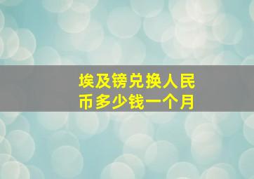 埃及镑兑换人民币多少钱一个月