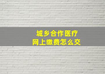 城乡合作医疗网上缴费怎么交