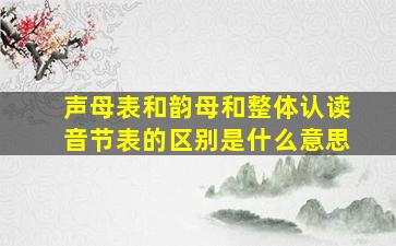 声母表和韵母和整体认读音节表的区别是什么意思