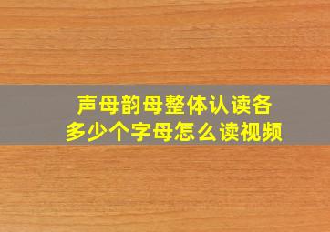 声母韵母整体认读各多少个字母怎么读视频