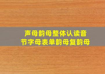 声母韵母整体认读音节字母表单韵母复韵母