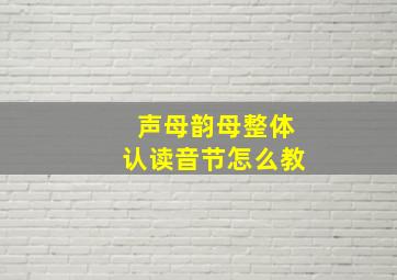 声母韵母整体认读音节怎么教