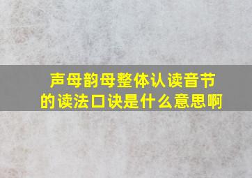 声母韵母整体认读音节的读法口诀是什么意思啊