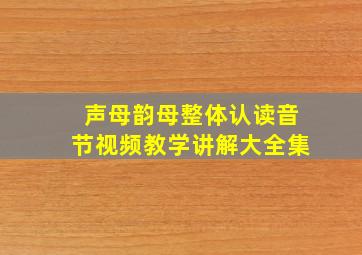 声母韵母整体认读音节视频教学讲解大全集