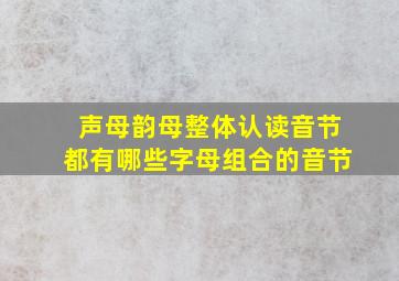 声母韵母整体认读音节都有哪些字母组合的音节