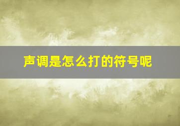 声调是怎么打的符号呢