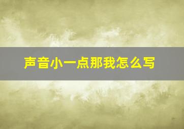 声音小一点那我怎么写