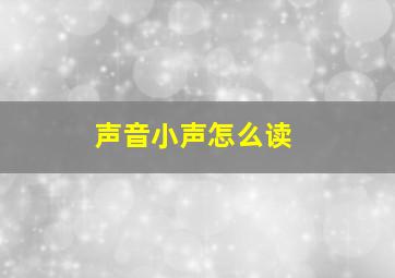 声音小声怎么读