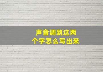 声音调到这两个字怎么写出来