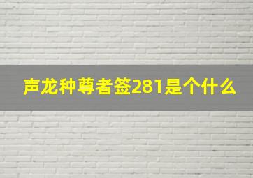 声龙种尊者签281是个什么