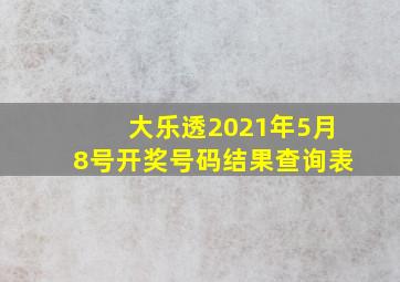 大乐透2021年5月8号开奖号码结果查询表