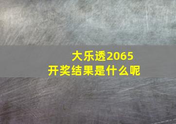 大乐透2065开奖结果是什么呢