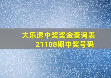 大乐透中奖奖金查询表21108期中奖号码