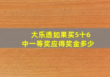 大乐透如果买5十6中一等奖应得奖金多少