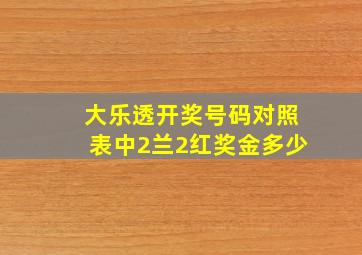 大乐透开奖号码对照表中2兰2红奖金多少