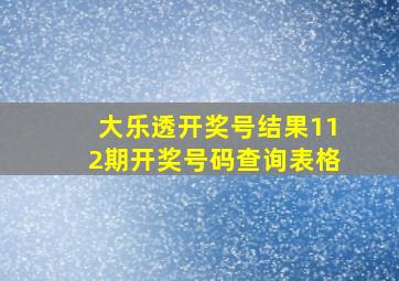 大乐透开奖号结果112期开奖号码查询表格