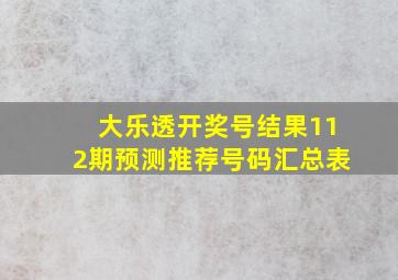 大乐透开奖号结果112期预测推荐号码汇总表