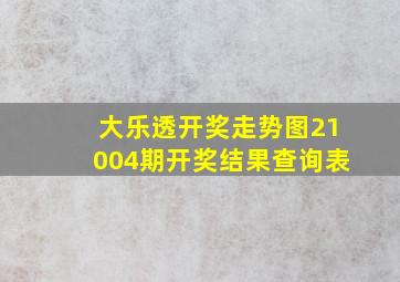 大乐透开奖走势图21004期开奖结果查询表