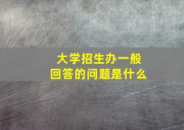 大学招生办一般回答的问题是什么