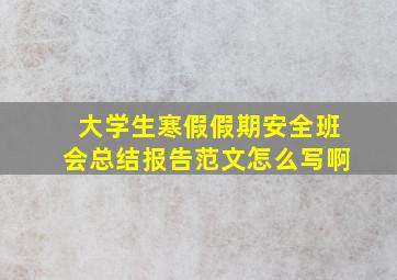 大学生寒假假期安全班会总结报告范文怎么写啊