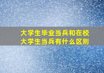 大学生毕业当兵和在校大学生当兵有什么区别