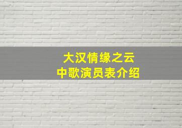 大汉情缘之云中歌演员表介绍