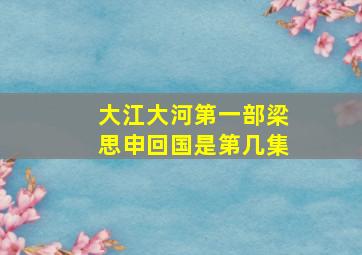 大江大河第一部梁思申回国是第几集