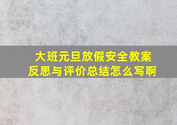 大班元旦放假安全教案反思与评价总结怎么写啊